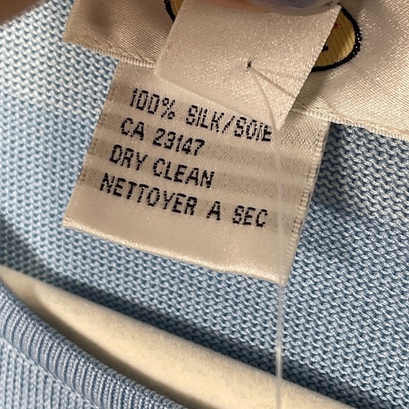 Vintage Talbots Sweater Tank Cardigan Set Women’s XL Light Blue 100% Silk - Picture 10 of 10